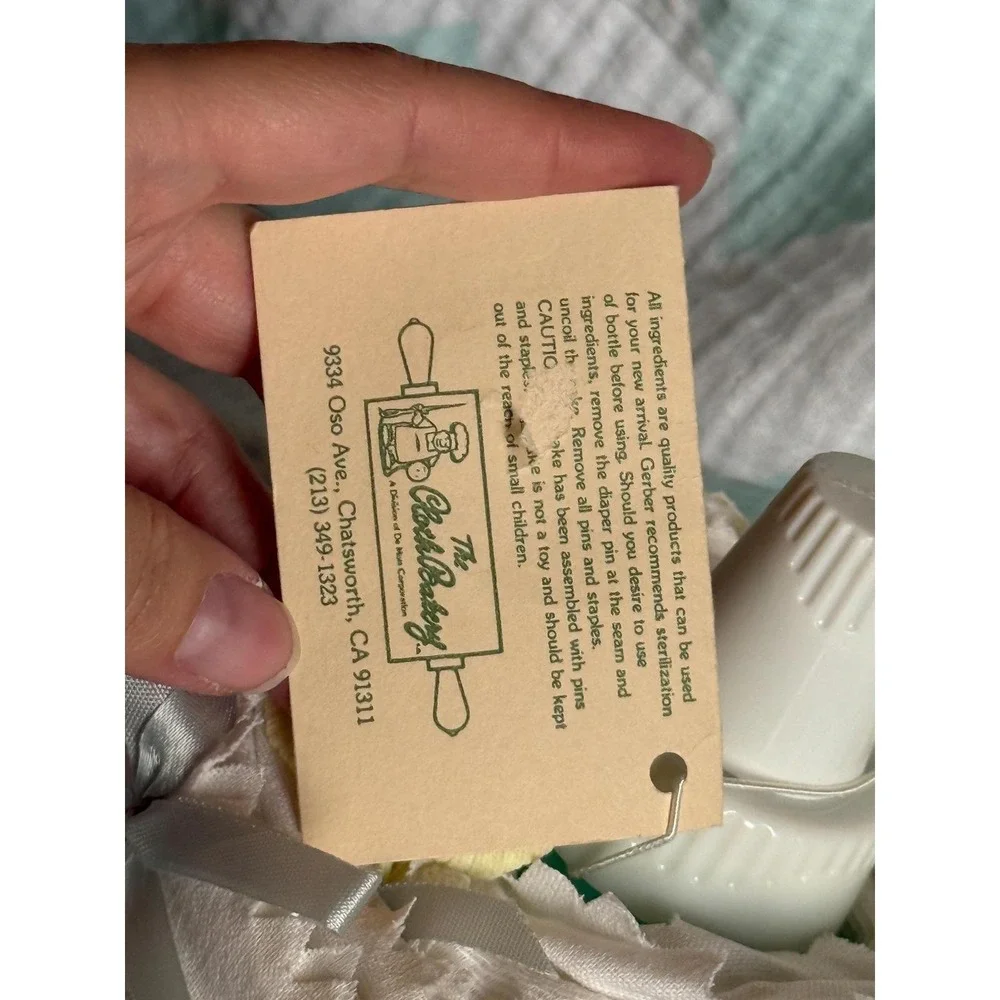 Vintage Baby Shower Diaper Cake with Original Tag – Preserved 1983 Keepsake